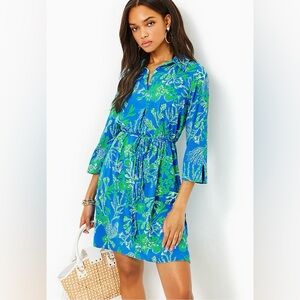 Lilly Pulitzer UPF 50+ Pilar Tunic Dress in Briny Blue A Bit Salty Size Small